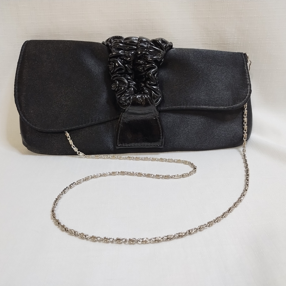 Elegant Sleek Black Clutch Purse with Chain Strap
